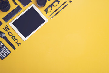 Colored black office supplies tablet hero header