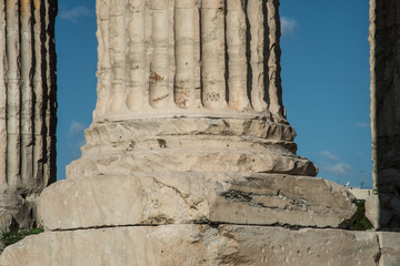 Detail of a column at the Temple of Olympian Zeus in Athens, Greece