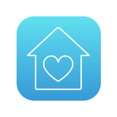 House with heart symbol line icon.