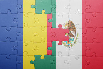 puzzle with the national flag of romania and mexico
