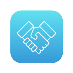 Handshake and successful real estate transaction line icon.