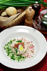Russian national dish of hash, restaurant supply