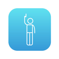 Man giving signal with starting gun line icon.
