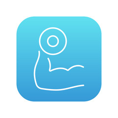 Arm with dumbbell line icon.
