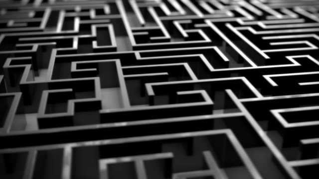 Seamless animation of the flight over an infinite black maze. Loopable. HD