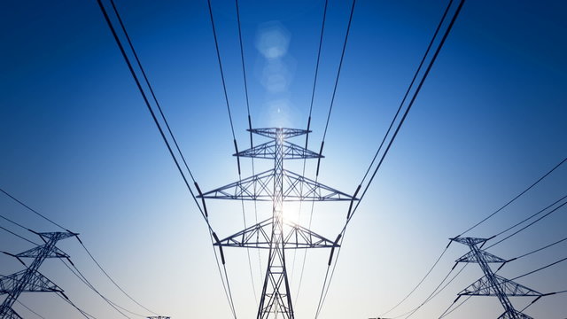 The endless flight through the electric power lines and pylons. Loopable. HD