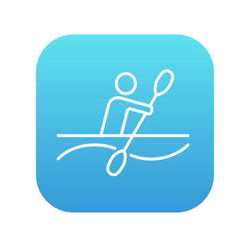 Man kayaking line icon.