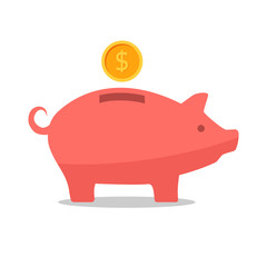 Fototapeta premium Piggy bank icon and coins.
