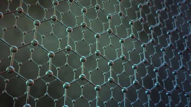Loopable graphene structure. Two rows of carbon atoms. Dark honeycombs