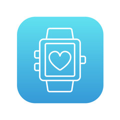Smartwatch with heart sign line icon.