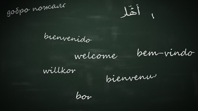 Language learning concept. Word - Hello - in different international languages.