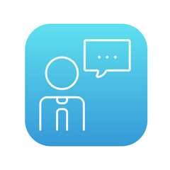 Man with speech square line icon.
