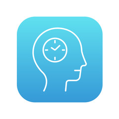 Human head with clock line icon.