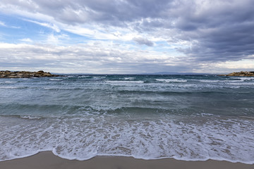 Paradise bay beach, untouched nature abstract archipelago in sea