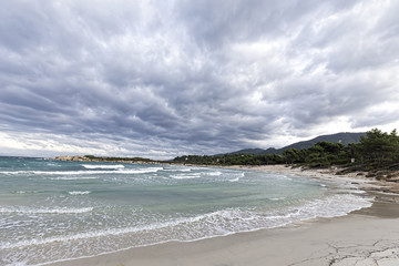 Paradise bay beach, untouched nature abstract archipelago in sea