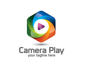 Flat camera photography logo design. Simple clean photo logo vector