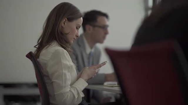 Group of attractive professionals involved in meeting