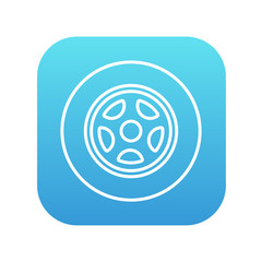 Car wheel line icon.