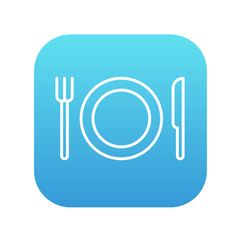 Plate with cutlery line icon.