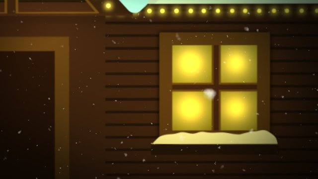 Elf is wrapping gift boxes placed on conveyor belt in the old wooden cottage.