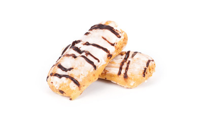 Cake eclair, decorated chocolate