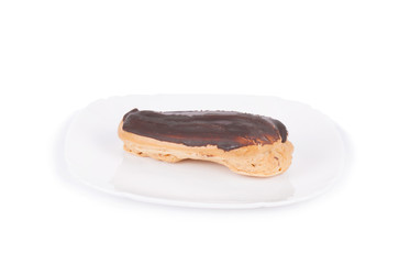 Cake eclair, decorated chocolate