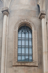 architectural decoration of the facade of the old house