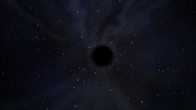 A black hole in the middle of the outer space absorbing nearest stars.