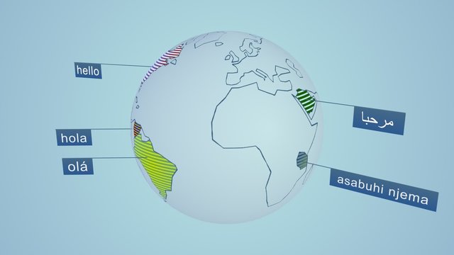 Word "hello" in fourteen widely spoken languages in the World. Colorful scheme.