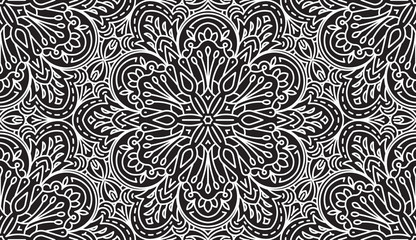 Seamless Abstract Tribal Black-White Pattern. Hand Drawn Ethnic