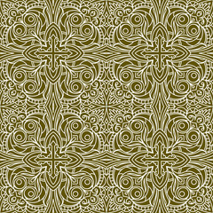 Seamless Abstract Tribal Pattern. Hand Drawn Ethnic Texture. Vec