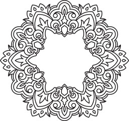 Unusual, hexagonal, lace frame, decorative element with empty place for your text. Vector illustration.