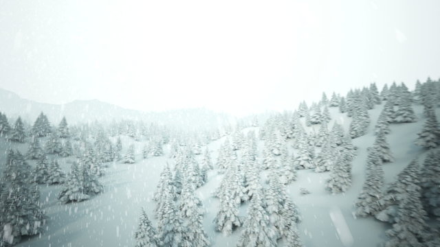 Animation of the snow falling landscape below the cloudless sky. Loopable. HD