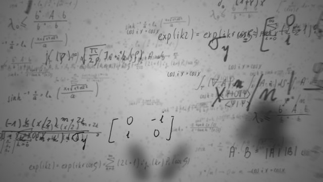Presentation of the mathematical formulas with symbols, numbers, and letters.