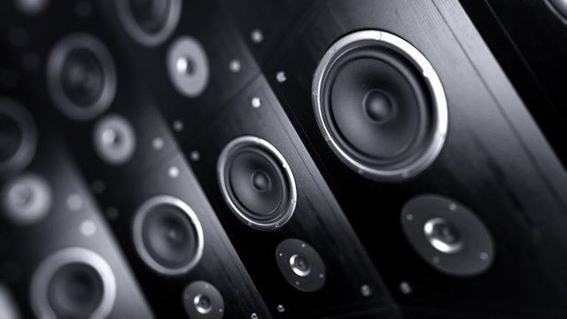 Endless rotation around the circular array of active speakers. Loopable. HD
