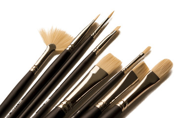 set of brushes for painting on a white background