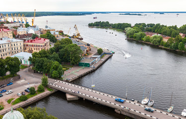 Obraz premium Top view on the Old City from the observation deck of the Vyborg