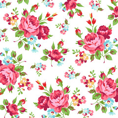 Floral pattern with red rose