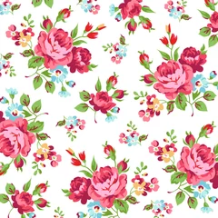 Zelfklevend Fotobehang Floral pattern with red rose © lovelava