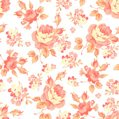 Floral pattern with orange roses