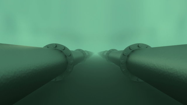 Animation of the underwater pipeline on the bottom of sea or ocean. Loopable. HD