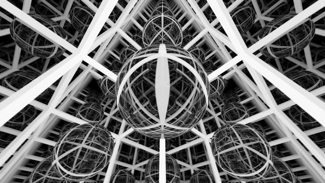 Abstract animation of a sphere inside mirror cube with recursion. Loopable. HD