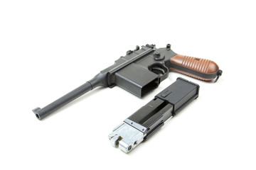 Disassembled gun, isolated