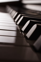 Piano keyboard side view - sepia 