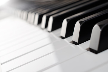 Piano keyboard low angle