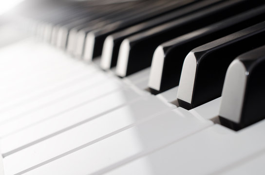 Piano keyboard low angle