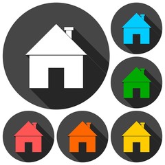Home icons set with long shadow