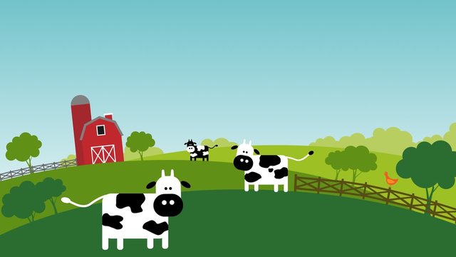 Loopable Animation Presents The Transition From Day To Night On A Farm.