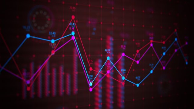Advanced futuristic graphic interface. Displays abstract diagrams and charts.