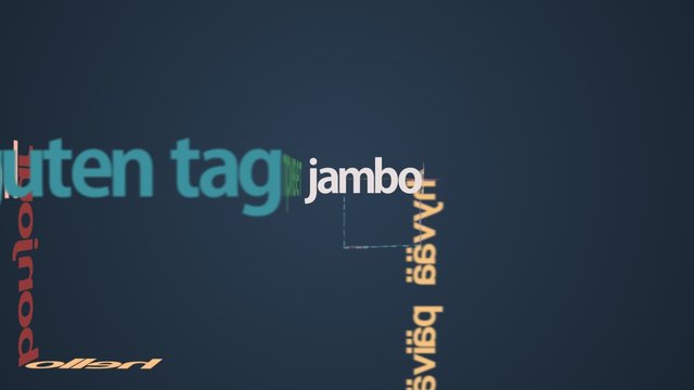 Typography animation. The Welcome word in different international languages.